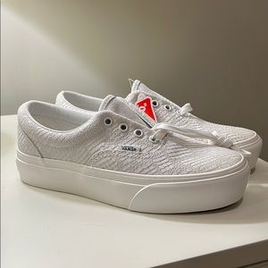 White snakeskin Vans